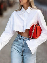 Asymmetrical Cotton Graceful Crop Shirt White / XS Shirts
