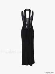 Asymmetrical Hem Backless Trendy Split Maxi Dress Dresses