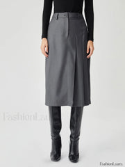 Asymmetrical Pleated Graceful Midi Skirt Grey / XS Skirts