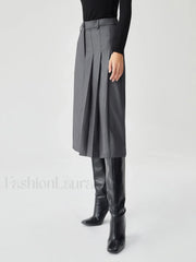 Asymmetrical Pleated Graceful Midi Skirt Skirts