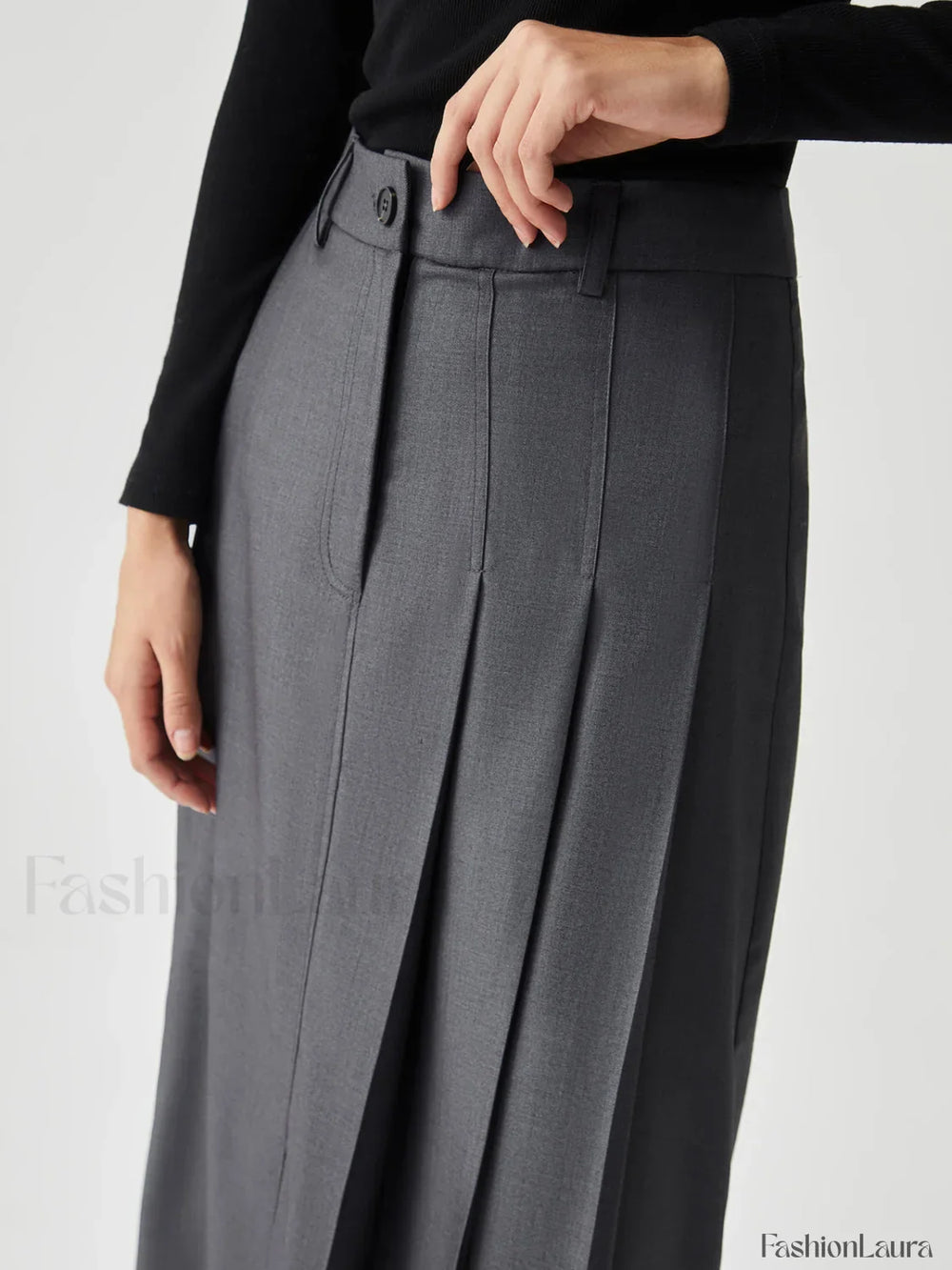 Asymmetrical Pleated Graceful Midi Skirt Skirts