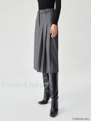 Asymmetrical Pleated Graceful Midi Skirt Skirts