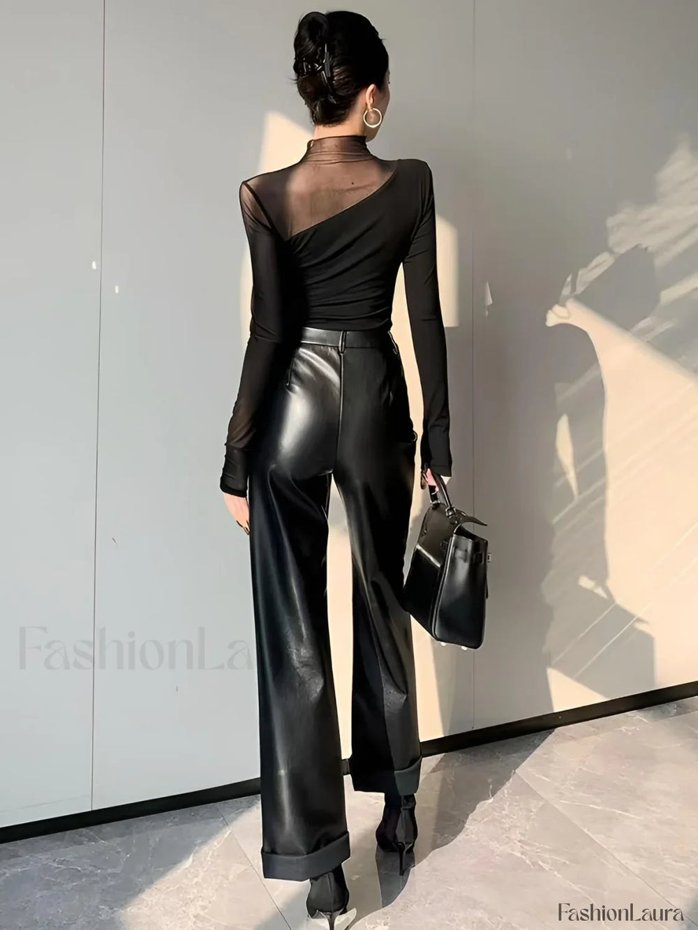 Asymmetrical Sheer Mesh Panel T Shirt T Shirts