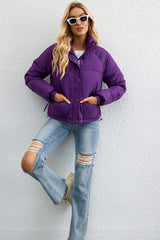 Short Stand Collar Puffer Coat Purple / M coats