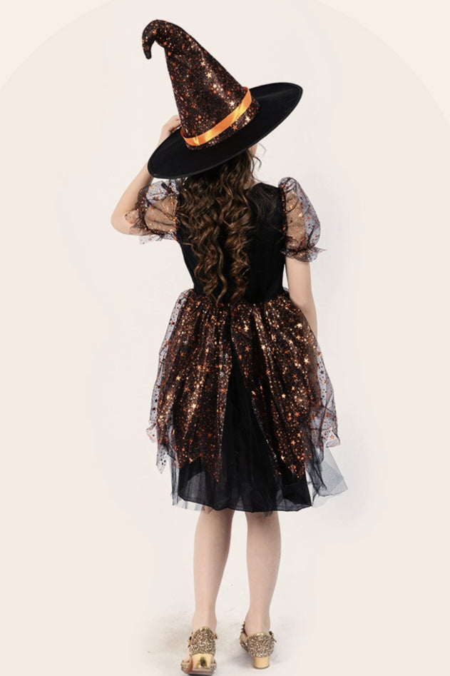 Orange Witch Dress Kid Halloween Costume