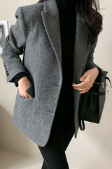 Wool Blend Solid Color Blazer