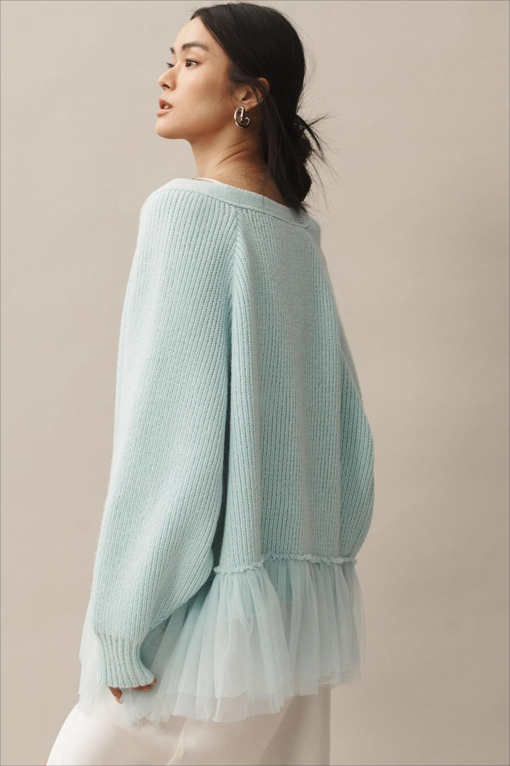 Sheer Ruffle Knit Cardigan