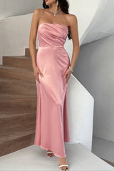Solid Bustier Bodycon Gown Formal Dress S / Pink