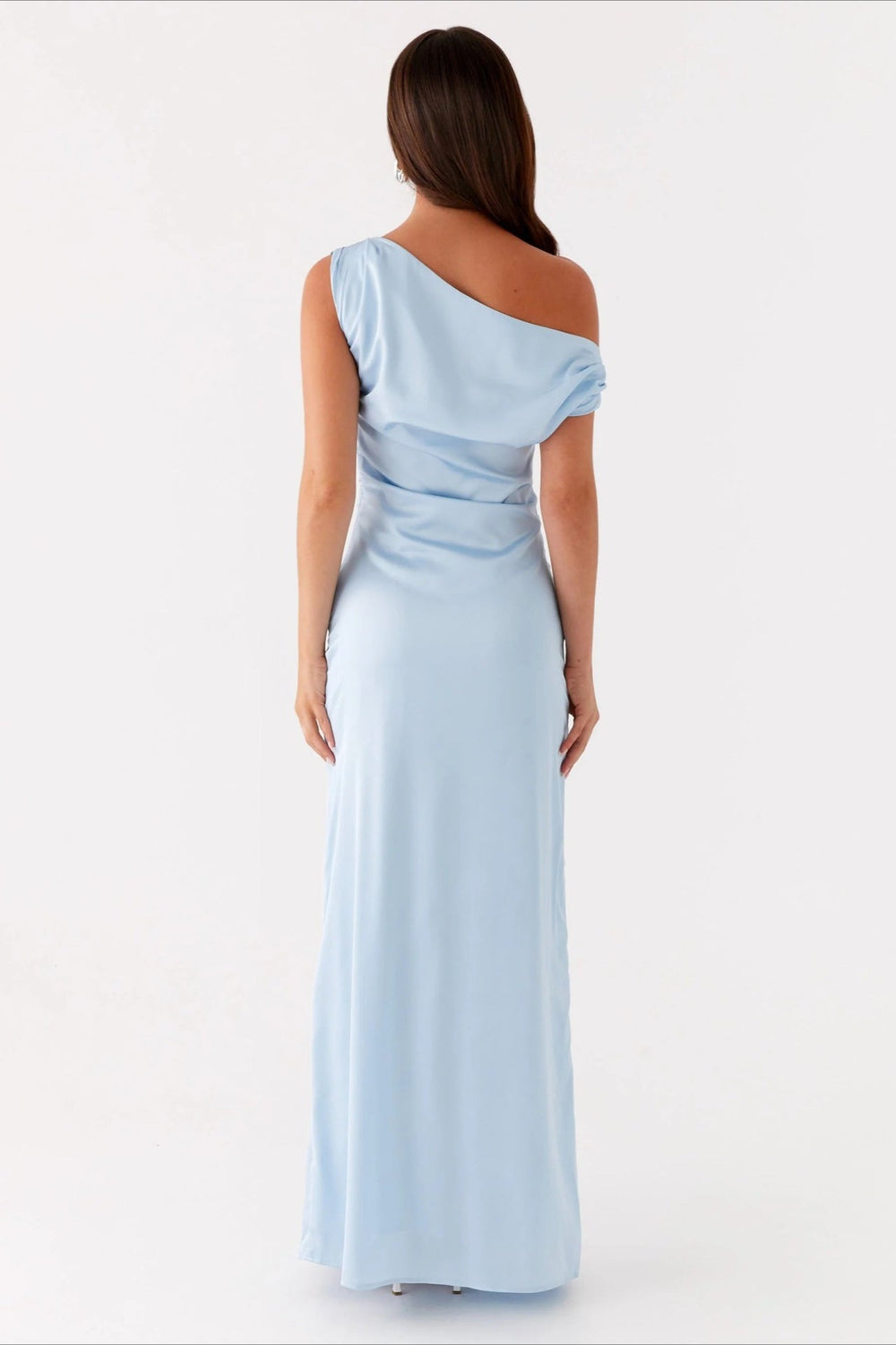 Solid Asymmetric Neckline Formal Dress