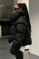 Oversized Snapshot Neck Warmer Puffer Jacket