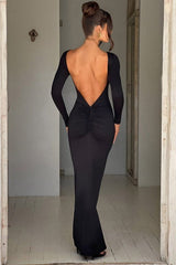 Long Sleeve Backless Bodycon Formal Dress