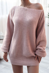 Casual Knit Off Shoulder Sweater Dress