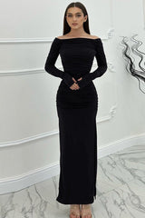 Solid Off Shoulder Bodycon Formal Dress