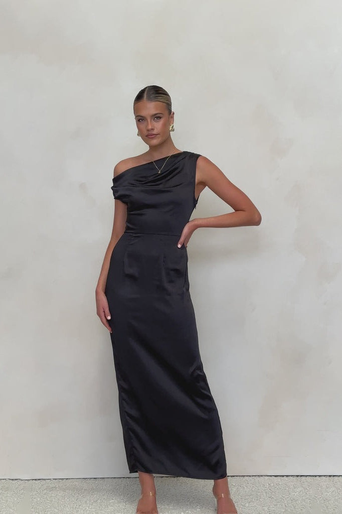 Solid Sleeveless Asymmetric Formal Dress