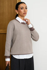 Relaxed Fit Herringbone Knit Sweater