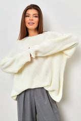 Casual Crew Neck Loose Solid Sweater