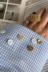 Asymmetric Button Back Cutout Blouse