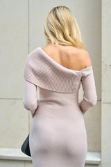 Off Shoulder Foldover Sweater Dress