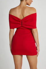 Off-the-shoulder Bodycon Cocktail Dress S / Red