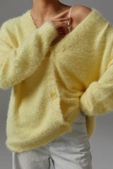 Faux Fur Blend V-Neck Cardigan