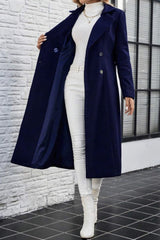 Wool Lapel Long Belted Double Overcoat