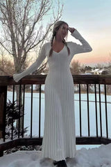 Flare Sleeve V-Neck Sweater Dress