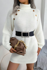 Long Sleeve Button Knit Sweater Dress