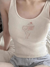 Baby Cupcake Rib Cropped Tank Top Beige / ONE SIZE Tops&Tees