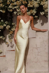 Backless Cami Silk Dress Yellow / S