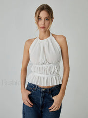 Backless Halter Graceful Tank Top White / S Tank Tops & Camis