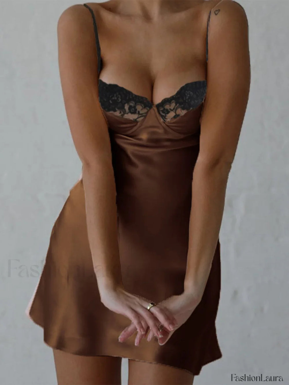 Backless Lace Paneled Slip Mini Dress Mini Dresses