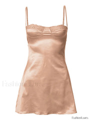 Backless Lace Paneled Slip Mini Dress Mini Dresses