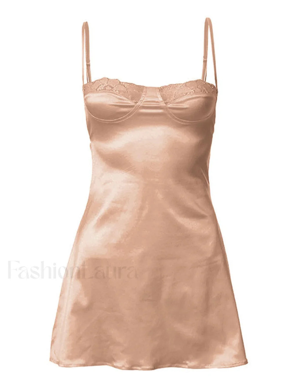 Backless Lace Paneled Slip Mini Dress Mini Dresses