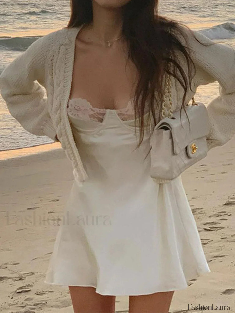 Backless Lace Paneled Slip Mini Dress Mini Dresses