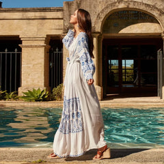 Bahia Embroidered Long Boho Dress