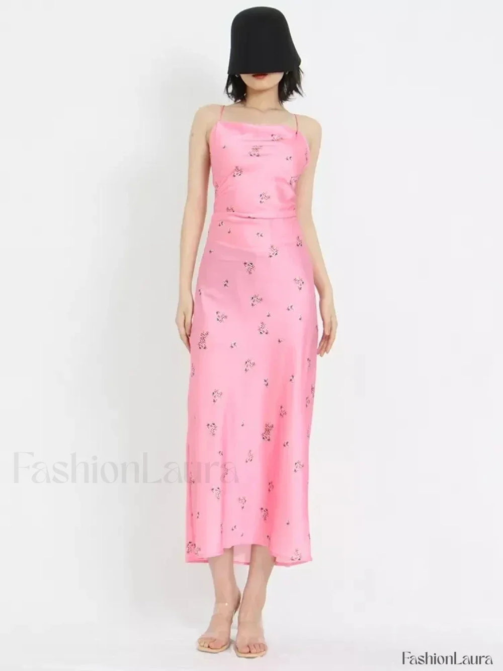 Bandage Off Shoulder Floral Dress Pink / L