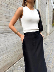 Basic Buttoned Graceful Maxi Skirt Skirts