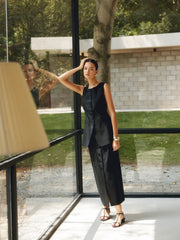 Basic Linen Graceful Blends Solid Vest Vests