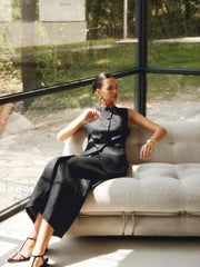 Basic Linen Graceful Blends Solid Vest Vests