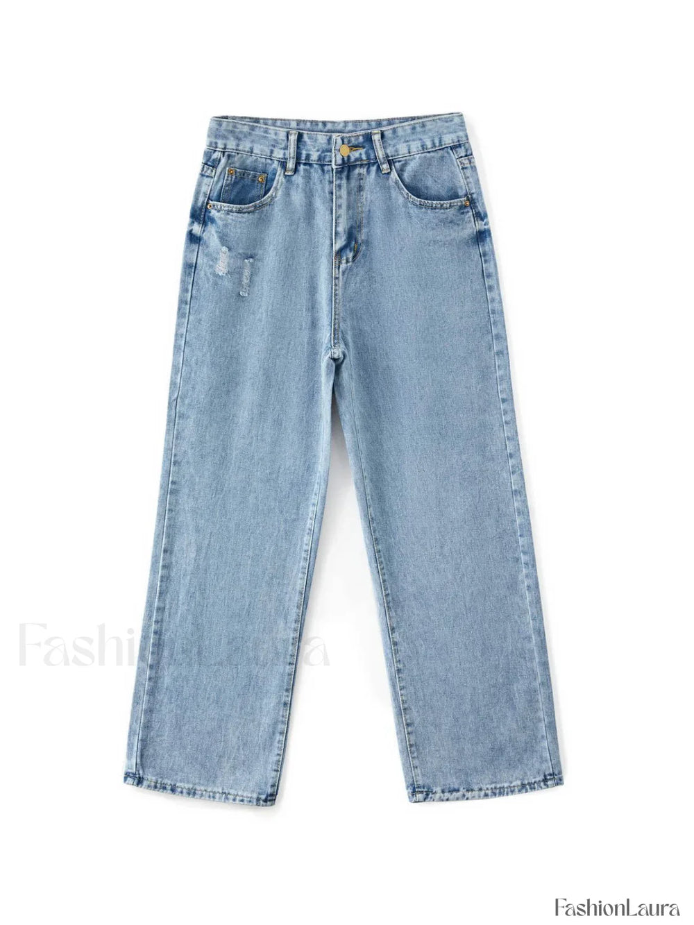 Basic Wash Straight Leg Boyfriend Jeans Boyfriend Jeans
