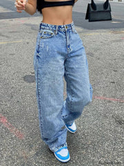 Basic Wash Straight Leg Boyfriend Jeans Boyfriend Jeans