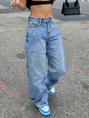 Basic Wash Straight Leg Boyfriend Jeans Boyfriend Jeans