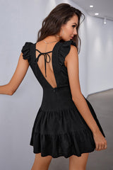 Backless High Waist Ruffle Cocktail Dress