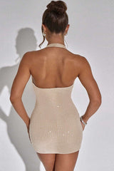 Halter Low Cut Backless Cocktail Dress