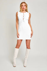 Sleeveless Bow Cutout Knit Sweater Dress