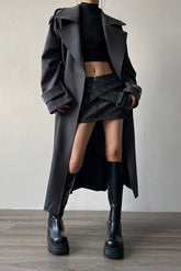 Oversized Lapel Midi Trench Overcoat
