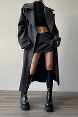 Oversized Lapel Midi Trench Overcoat