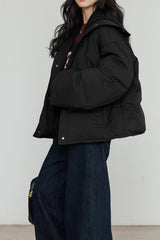 Knit Collar White Duck Down Puffer Jacket