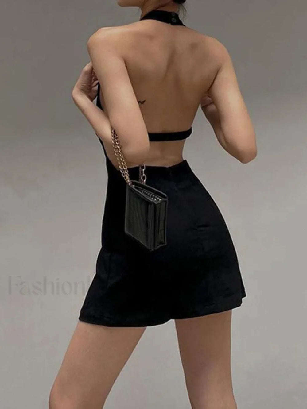 Black Halter Party Mini Dress Mini Dresses