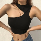 Black Slim Sleeveless Crop Top